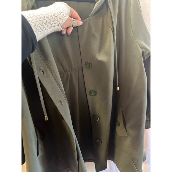 Christian Siriano New York Olive Green Hooded Jacket – Size 1X - Picture 3 of 7